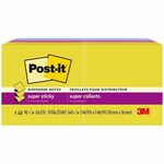 Post-it&reg; Super Sticky Pop-up Notes R330-6SSJOY, 3 in x 3 in (76 mm x 76 mm) - 540 x Multicolor - 3" Flag/Note Width x 3" Flag/Note Length - 90 Sheets per Pad - Citron, Power Pink, Washed Denim - Recycled - 6 / Pack MMMR3306SSJOY