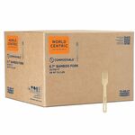 World Centric Compostable Bamboo Cutlery - Fork - Fork - Food - Bamboo - Natural - 2000 / Carton WORFOBB67