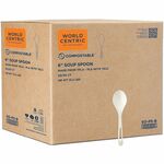 World Centric 6" TPLA Soup Spoons - Soup Spoon - Spoon - Food, Breakroom - Dishwasher Safe - Talc-filled Polylactic Acid (TPLA), Polylactic Acid (PLA) - Natural - 50/Pack - 2 / Carton WORSOPSB