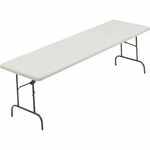 SKILCRAFT&reg; Folding Table - Charcoal Top - Powder Coated Gray Base - Contemporary Style - 600 lb Capacity - 96" Table Top Width x 30" Table Top Depth - 29" Height - Commercial, Indoor, Outdoor, Storage - Platinum - Wood, Laminate - High-density Polyeth NSN6976847