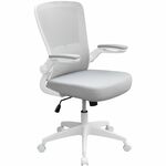 Boss Flip Arm Mesh Back Task Chair - Gray Seat Color - Foam, Fabric Seat Material - Mesh Back Material - White Frame Color - 5-star Base - Gray - Armrest - 1 Each BOP6366WTGY