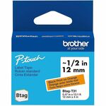 P-touch BTAG-T31 Black on Orange Label Tape - x 15/32" Width x 13 1/8 ft Length - Removable Adhesive - Orange - Plastic - Water Resistant - 1 Each BRTBTAGT31