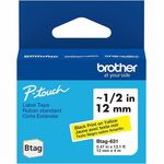 P-touch BTAG-631 Black on Yellow Label Tape - x 15/32" Width x 13 1/8 ft Length - Removable Adhesive - Black On Yellow - Plastic - Water Resistant - 1 Each BRTBTAG631