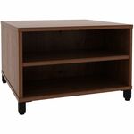 Lorell Reception Table - Height Adjustable - 24" Table Top Width x 24" Table Top Depth - 20" Height - Reception, Storage - Walnut, Laminated - Metal - 1 Each LLR69202
