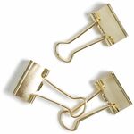 U Brands Binder Clip - Small - 75 Sheet Capacity - for Project, Home, Classroom, Office - Acid-free, Non-magnetic - Gold - Steel - 12 / Pack UBR3595U0624