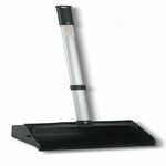 Genuine Joe Lobby Dust Pan - 11.50" Wide - 30" Aluminum Handle - Black, Silver - 6 / Carton GJO85237CT