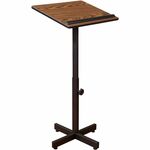 National Public Seating Oklahoma Sound Portable Presentation Lectern - Medium Oak Top - Black Base - Height Adjustable - 20" Table Top Width x 18.20" Table Top Depth - 44" Height - Presentation - Assembly Required - Medium Oak - Steel Base Material - Stee NPS70MO