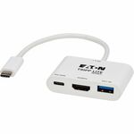 Tripp Lite series U444-06N-H4U-C3 HDMI/USB/USB-C Audio/Video Adapter - 1 x USB 3.2 (Gen 1) Type C - Male - 1 x HDMI Digital Audio/Video - Female, 1 x USB 3.2 (Gen 1) Type C - Female, 1 x USB 3.2 (Gen 1) Type A - Female - 4096 x 2160 Supported - Nickel Con TRPU44406NH4UC3