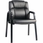 Lorell Cushioned Low-Back Guest Chair - Polyurethane Seat Material - Polyurethane Back Material - Steel Frame Material - Low Back - Four-legged Base - Black - Vinyl - Armrest - 1 Each LLR59436