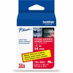 Brother Genuine P-touch TZeS651 BK on YL Label Tape, Strong Adhesive Lam., 24mmX8m - 15/16" Width - Yellow - Laminated - Water Resistant - 1 Each BRTTZES651G