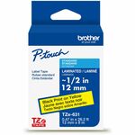 P-touch Genuine TZe631 BK on YL Label Tape, Laminated, 12mmX8m - 15/32" Width - Yellow - Laminated - Water Resistant - 1 Each BRTTZE631G