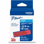 Brother Genuine P-touch TZe441 BK on RD Label Tape, Laminated, 18mmX8m - 45/64" Width - Red - Laminated - Water Resistant - 1 Each BRTTZE441G