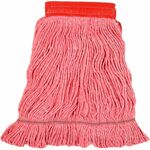 Genuine Joe 5" Looped End Wet Mop - Large - Looped Ends, 4-ply, Headband, Fray Resistant, Durable, Launderable, Reusable, Tailband - Cotton, Synthetic, Yarn, Vinyl, Mesh, Woven, Polyester - Red - 1 Each GJO47541