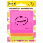 Post-it&reg; Transparent Notes - 2 4/5" Flag/Note Width x 2 4/5" Flag/Note Length - Square - 36 Sheets per Pad - Pink, Green, Orange - Sticky, Repositionable, Adhesive, Removable - 3 / Pack MMM6003COL
