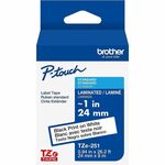 P-touch Genuine TZe251 BK on WHT Label Tape, Laminated, 24mmX8m - 15/16" Width - White - Laminated - Water Resistant - 1 Each BRTTZE251G