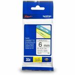 P-touch Genuine TZe211 BK on WHT Label Tape, Laminated, 6mmX8m - x 15/64" Width - White - Polyethylene Terephthalate (PET) - Water Resistant - Laminated - 1 Each BRTTZE211G