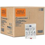 World Centric Compostable White Utensil Refill Sleeves - Knife - Knife - Cafeteria, Breakroom - Talc-filled Polylactic Acid (TPLA) - Light Beige, White - 1000 / Carton WORKNPS6DP