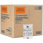 World Centric Compostable White Utensil Refill Sleeve - 1000 Piece(s) - Spoon - Spoon - Breakroom, Cafeteria, Food - Talc-filled Polylactic Acid (TPLA) - Light Beige, White - 1000 / Carton WORSPPS6DP