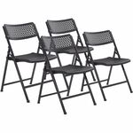 National Public Seating Distinct AirFlex Folding Chairs - Polypropylene Seat Material - Polypropylene Back Material - Steel Frame Material - Square Leg Base - Black - 4 / Carton NPS1410
