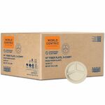 World Centric Compostable Fiber Plates - Food, Picnic, Commercial, Party - Natural - Fiber, Bamboo Body - 50/Pack - 14 / Carton WORPLSCU10TLFS
