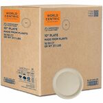 World Centric Compostable Fiber Plate - Food, Picnic, Party - 10" Diameter - Natural - Bamboo, Fiber Body - Round - 800 / Carton WORPLSCU10LFP