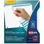 Avery&reg; Print & Apply Clear Label Dividers - Index Maker Easy Apply Label Strip - 25 x Divider(s) - 5 Tab(s)/Set - 8.5" Divider Width x 11" Divider Length - Letter - 3 Hole Punched - Clear Paper Divider - White Tab(s) - 20% Recycled - Punched, Durable, AVE11436