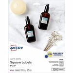 Avery Matte White Square Labels - x 1" Width x 1" Length - Square - Inkjet, Laser - Matte - Matte White - 48 / Sheet - 1200 Total Label(s) - For Label Printer - 1200 / Pack AVE05658