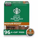 Starbucks&reg; K-Cup Decaf Pike Place Roast Coffee - Compatible with Keurig K-Cup Brewer - American - Medium - 24 K-Cup - K-Cup - Arabica, Latin America, Chocolate, Toasted Nut, Pike Place Roast - Decaffeinated - 4 / Carton SBK12434952CT