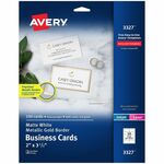 Avery Business Card - 2" x 3 1/2" - 80 lb Basis Weight - 216 g/m² Grammage - Pre-printed, Printable, Double-sided - White - 100 / Pack AVE03327