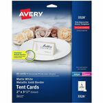 Avery Tent Card - Letter - 8 1/2" x 11" - 65 lb Basis Weight - 176 g/m² Grammage - Micro Perforated, Pre-scored, Printable - White - 80 / Pack AVE03328
