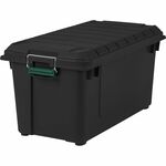 Remington Heavy-Duty Storage Container - External Dimensions: 30" Length x 16" Width x 15.3" Height - 75 lb - 20.50 gal - Lid, Buckle Latch Closure - Heavy Duty - Stackable - Polypropylene, Metal, Plastic - Black, Green - For Clothes, Document, Food Stora IRS296005