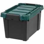 Remington 20QT Store-It-All Tote - Internal Dimensions: 13.75" Length x 8.50" Width x 9.50" Height - External Dimensions: 18.1" Length x 11.6" Width x 10.4" Height - 5 gal - Lid, Buckle Closure - Heavy Duty - Stackable - Black, Green - For Shoes, Makeup - IRS296070