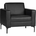 Lorell Clarke Series Club Chair with Antimicrobial Upholstery and Power - Black - Vinyl - 1 Each LLR86952