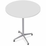 Special-T ZIA Series Hospitality Tables Collection - Round Top - Powder Coated X-shaped Base - Mid-Century Modern Style x 42" Table Top Diameter - 42" Height - Hospitality, Office - Assembly Required - White - High Pressure Laminate (HPL) - Cast Aluminum, SCTZIAH54MSWH6