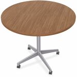 Special-T ZIA Series Hospitality Tables Collection - Round Top - Powder Coated X-shaped Base - Mid-Century Modern Style x 42" Table Top Diameter - 29" Height - Hospitality, Office - Assembly Required - Walnut - High Pressure Laminate (HPL) - Cast Aluminum SCTZIAH42MSWA6