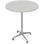 Special-T ZIA Series Hospitality Tables Collection - Round Top - Powder Coated X-shaped Base - Mid-Century Modern Style x 36" Table Top Diameter - 42" Height - Hospitality, Office - Assembly Required - Gray - High Pressure Laminate (HPL) - Cast Aluminum,  SCTZIAH51MSGR6