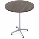 Special-T ZIA Series Hospitality Tables Collection - Round Top - Powder Coated X-shaped Base - Mid-Century Modern Style x 42" Table Top Diameter - 42" Height - Hospitality, Office - Assembly Required - Gray Driftwood - High Pressure Laminate (HPL) - Cast  SCTZIAH54MSGD6