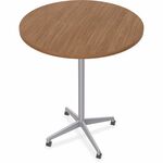 Special-T ZIA Series Hospitality Tables Collection - Round Top - Powder Coated X-shaped Base - Mid-Century Modern Style x 36" Table Top Diameter - 42" Height - Hospitality, Office - Assembly Required - Walnut - High Pressure Laminate (HPL) - Cast Aluminum SCTZIAH51MSWA6