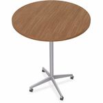 Special-T ZIA Series Hospitality Tables Collection - Round Top - Powder Coated X-shaped Base - Mid-Century Modern Style x 42" Table Top Diameter - 42" Height - Hospitality, Office - Assembly Required - Walnut - High Pressure Laminate (HPL) - Cast Aluminum SCTZIAH54MSWA6