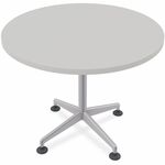 Special-T ZIA Series Hospitality Tables Collection - Round Top - Powder Coated X-shaped Base - Mid-Century Modern Style x 42" Table Top Diameter - 29" Height - Hospitality, Office - Assembly Required - Gray - High Pressure Laminate (HPL) - Cast Aluminum,  SCTZIAH02MSGR8