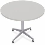 Special-T ZIA Series Hospitality Tables Collection - Round Top - Powder Coated X-shaped Base - Mid-Century Modern Style x 36" Table Top Diameter - 29" Height - Hospitality, Office - Assembly Required - Gray - High Pressure Laminate (HPL) - Cast Aluminum,  SCTZIAH39MSGR6