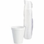 Foam Drink Cups, 8oz, White, 25/Bag, 40 Bags/Carton DCC8J8