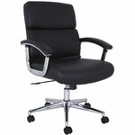 Lorell Vuelo Modern Bonded-Leather Office Chairs - Bonded Leather Seat Material - Mid Back - Black - Armrest - 1 Each LLR20028