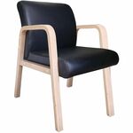 Lorell Solid Wood Frame Guest Chair - Solid Wood Frame Material - Four-legged Base - Black, Modern Elm - Bonded Leather - Armrest - 1 Each LLR40214