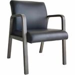 Lorell Solid Wood Frame Guest Chair - Solid Wood Frame Material - Four-legged Base - Black, Weathered Charcoal - Bonded Leather - Armrest - 1 Each LLR40213