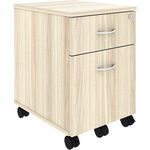 Lorell Essentials 2-Drawer Mobile Pedestal - 22.9" Height x 15.7" Width x 19.9" Depth - Total Drawer(s): 2 - Material: Laminate - Finish: Modern Elm, Laminate - Versatile, Dual Wheel Caster, Mobility, Adjustable Feet, Locking Casters - For Office, File -  LLR66327