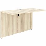 Lorell Essentials Rectangular Bridge - 1" Thickness Table Top, 29.5" Height x 48" Width x 24" Depth Bridge - Material: Laminate, Metal - Finish: Modern Elm - Laminate, Modern Elm Table Top - Cam Lock, Durable, Grommet, Back Panel, Cord Management, Modesty LLR66323