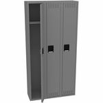 Tennsco Single-Tier 3-Wide Steel Lockers - 1 Shelve(s) - 1 Tier(s) - Vandal Resistant - for Office, School, Industrial - Overall Size 72" Height x 36" Width x 12" Depth - Medium Gray - Steel TNNSTS121272CMG