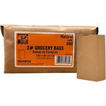 AJM #2 Kraft Paper Grocery Bags - #2 - 2.40" Length x 4.30" Width - Brown - Paper - Grocery, Supplies - Recycled - 500 / Pack AJMGB02NP5CES