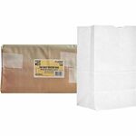AJM #20 Squat White Paper Grocery Bags - #20 - Bleached Kraft - Paper - Grocery, Supplies - Recycled - 500 / Carton AJMWB20NP5CES